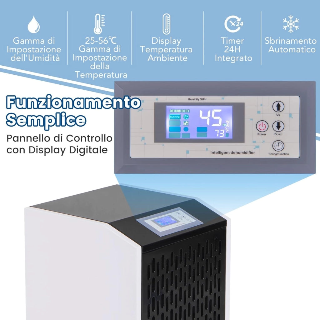 118L Deumidificatore Commerciale con Tubo di Scarico, Deumidificatore Industriale con Timer 24H e 4 Ruote, per Scantinati Magazzini e Grandi Spazi Fino a 790㎡ (Bianco)