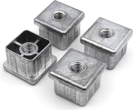 Stopperelli a vite per tubi quadrati - Zinco - M10 - 4 pezzi - 40 x 40 mm