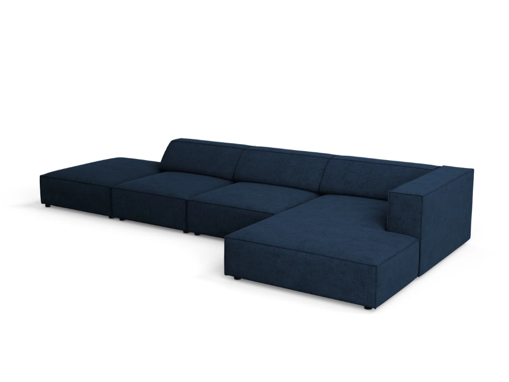 Cosmopolitan Design - Divano angolare destro "Arendal" 5 posti in ciniglia con effetto a coste blu reale 