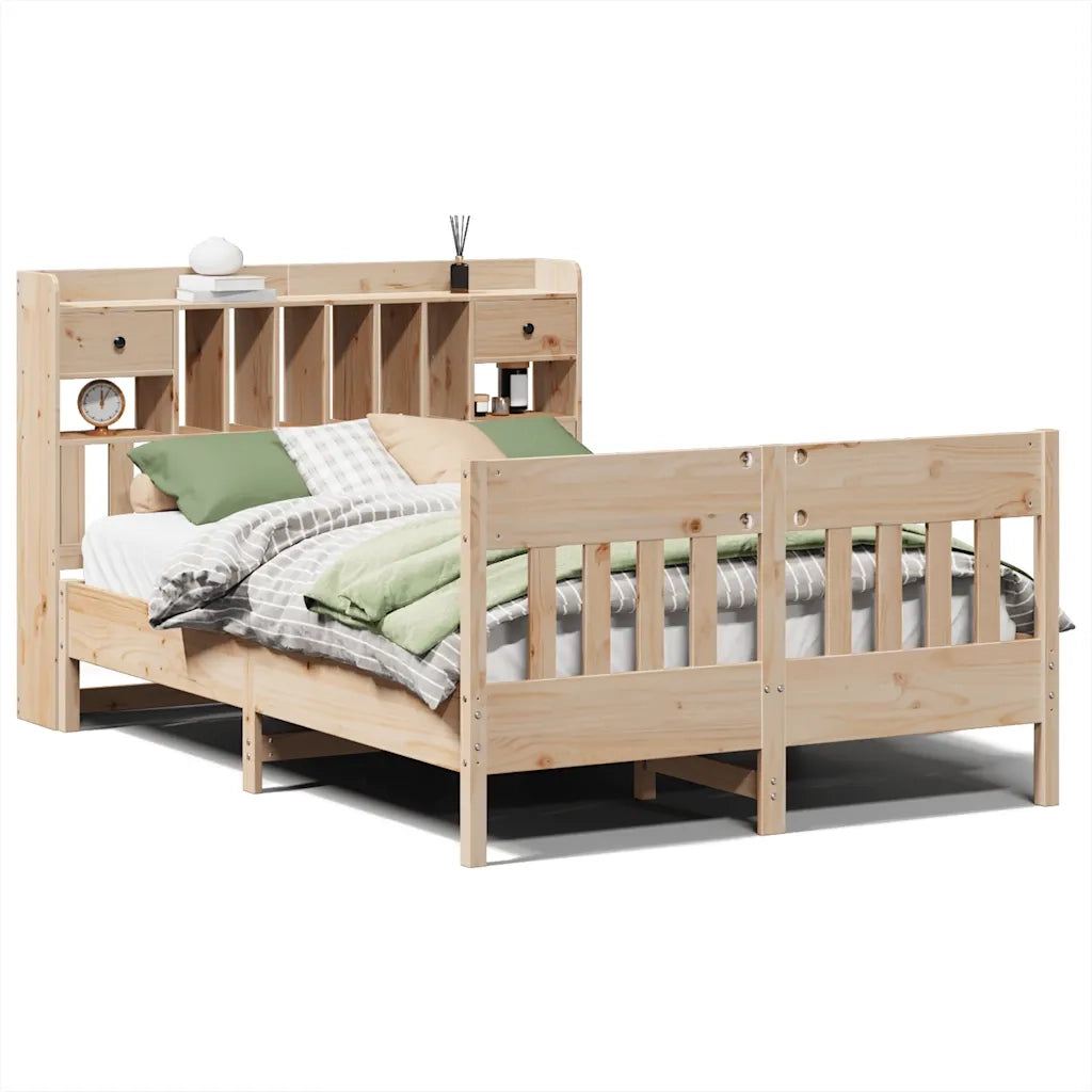 Letto matrimoniale | Letto per adulti | Giroletto senza Materasso 140x200 cm in Legno Massello di Pino