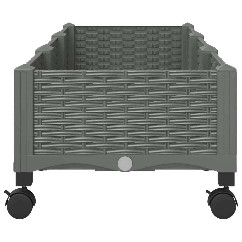 Vaso da Giardino con Ruote Grigio Chiaro 120 x 40 x 33 cm PP 3423044