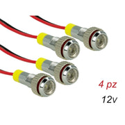 4 Pezzi Mini Viti Lampada Led Screw Con Filo Rondella 12V Bianco 6000K Luci Spia Per Auto Moto Camper