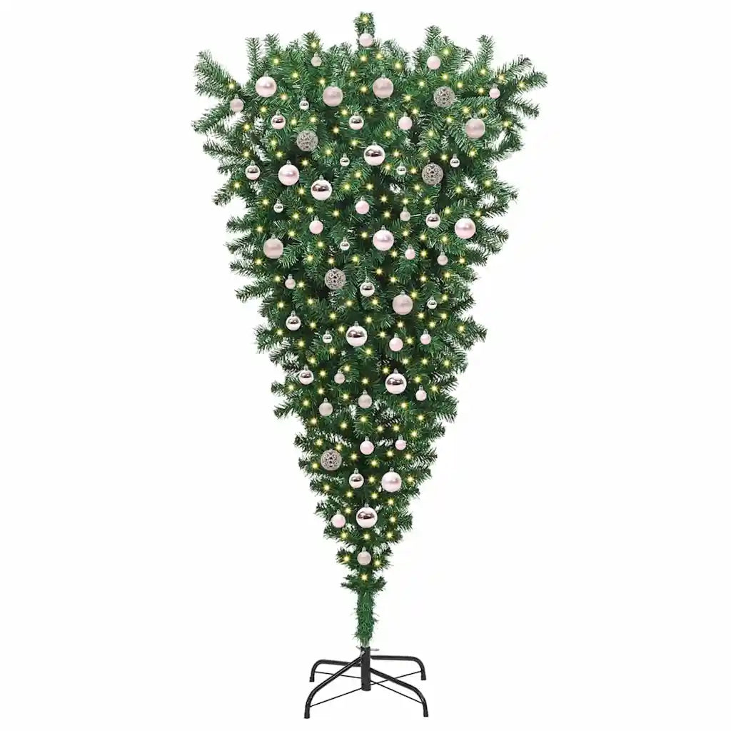 Albero di Natale artificiale preilluminao capovolto con set di palline 3396875