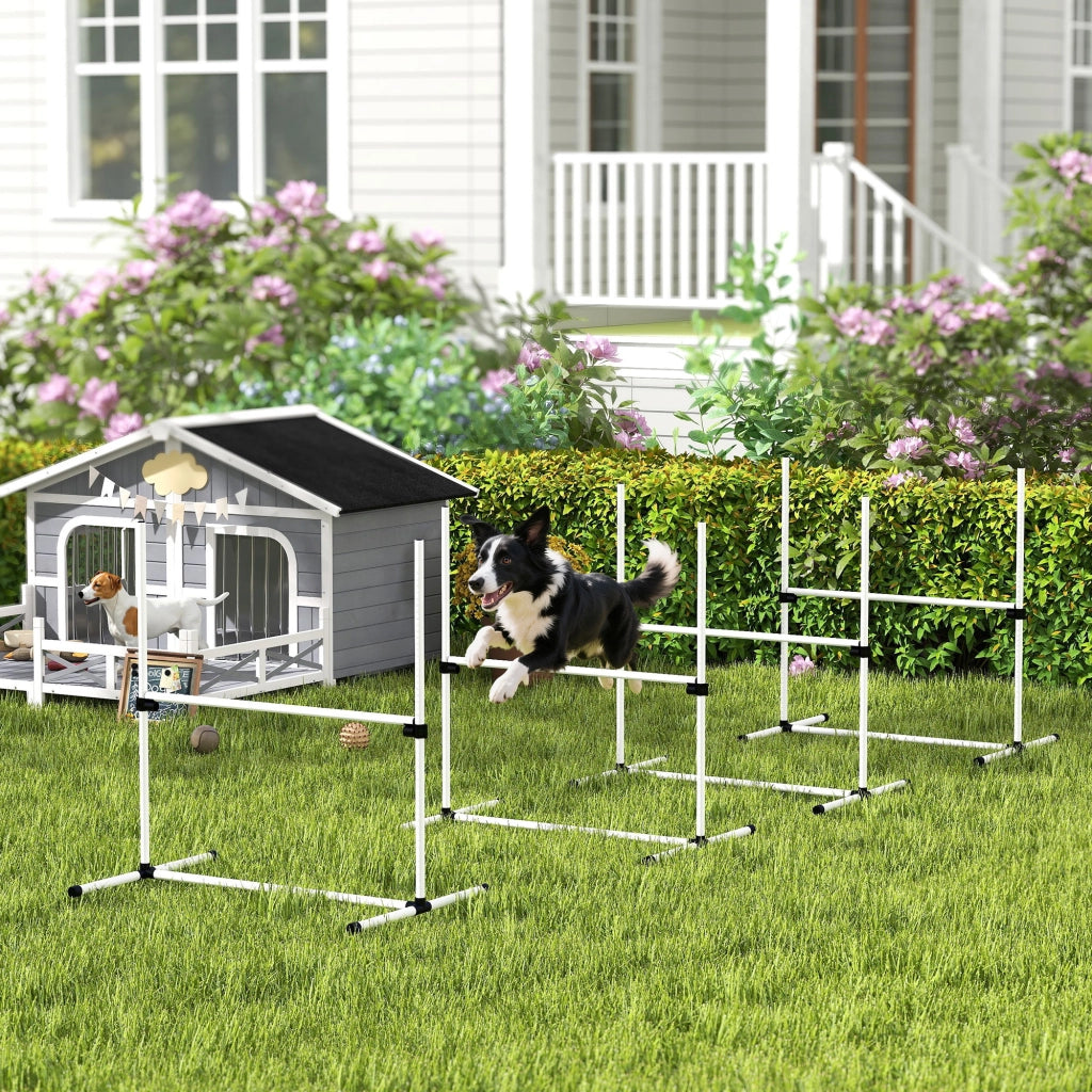 Set Agility per Cani ¨C zephmum ¨C 4 Ostacoli Regolabili in Plastica Bianco