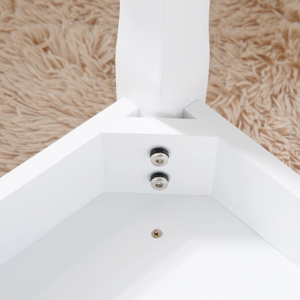 SGABELLO TOELETTA SENZA SCHIENALE IN LEGNO BIANCO