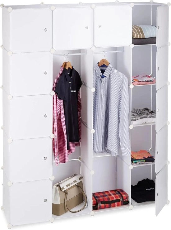Sistema di chiusura per armadio - 14 cassetti - 2 cordoni di chiusura - plastica - armadio bianco per camera da letto