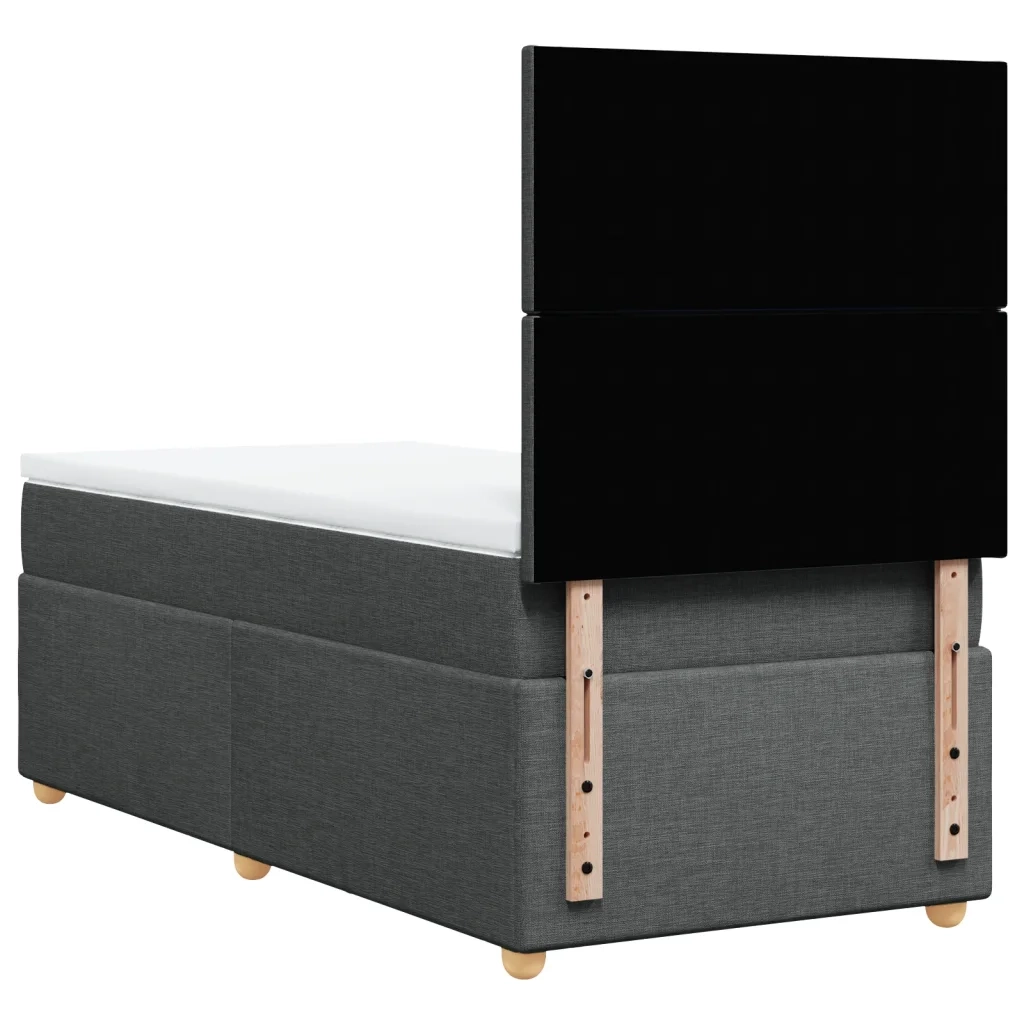 Giroletto a Molle con Materasso Grigio Scuro 100x200 cm Tessuto