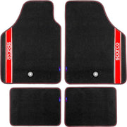 Set completo 03763 tappetini moquette auto rosso universali quattro pezzi