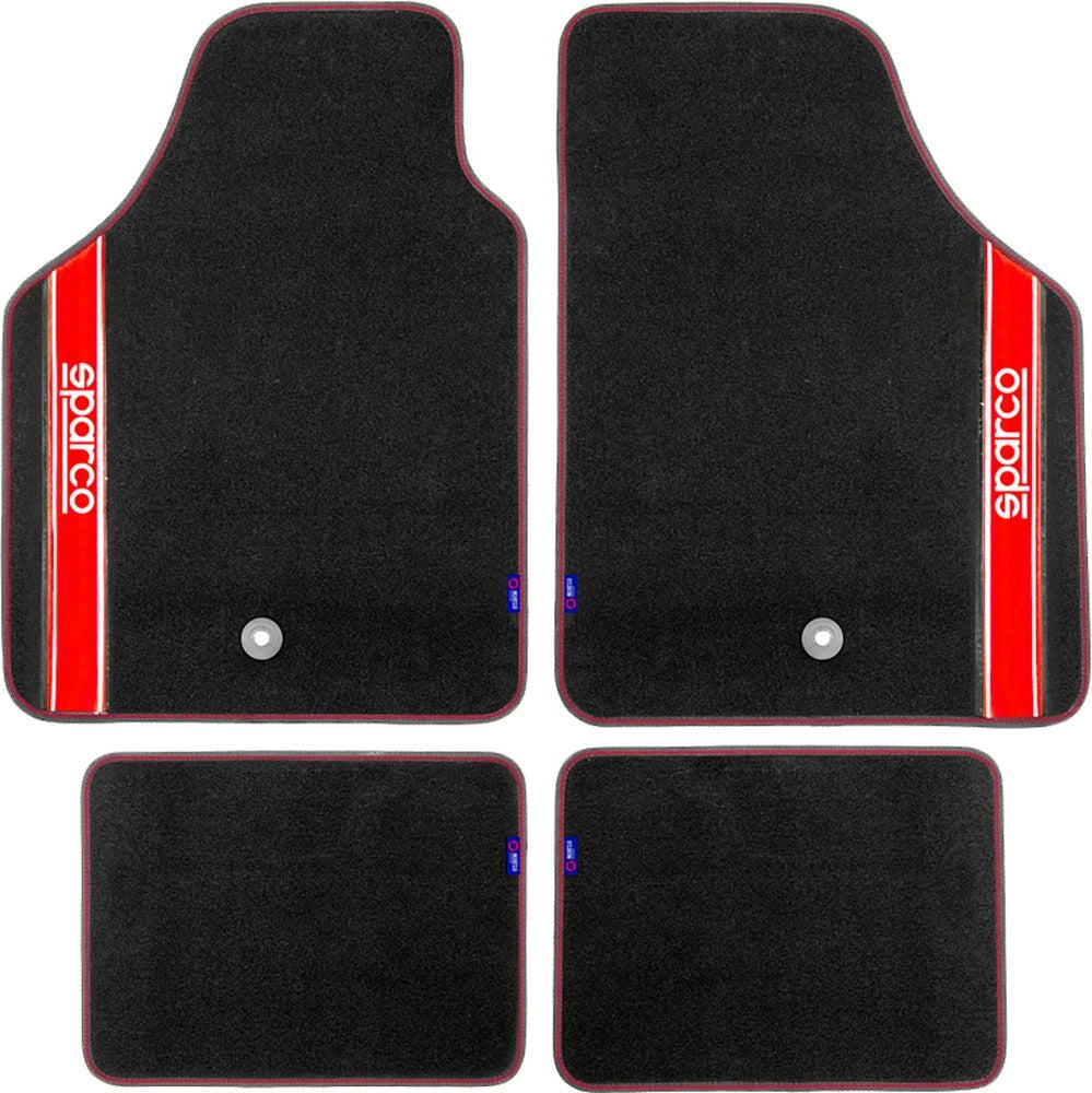 Set completo 03763 tappetini moquette auto rosso universali quattro pezzi