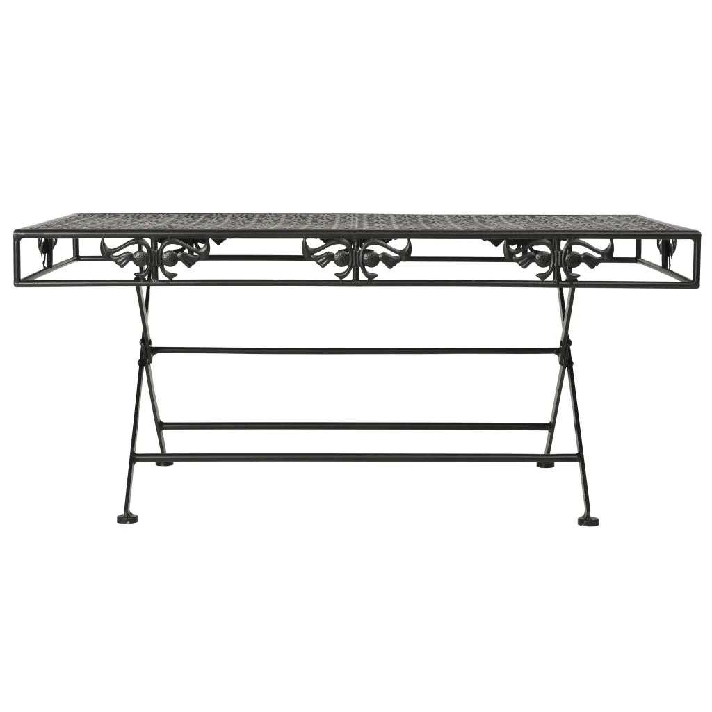 Tavolino da Salotto Pieghevole Vintage Metallo 100x50x45cm Nero 245927