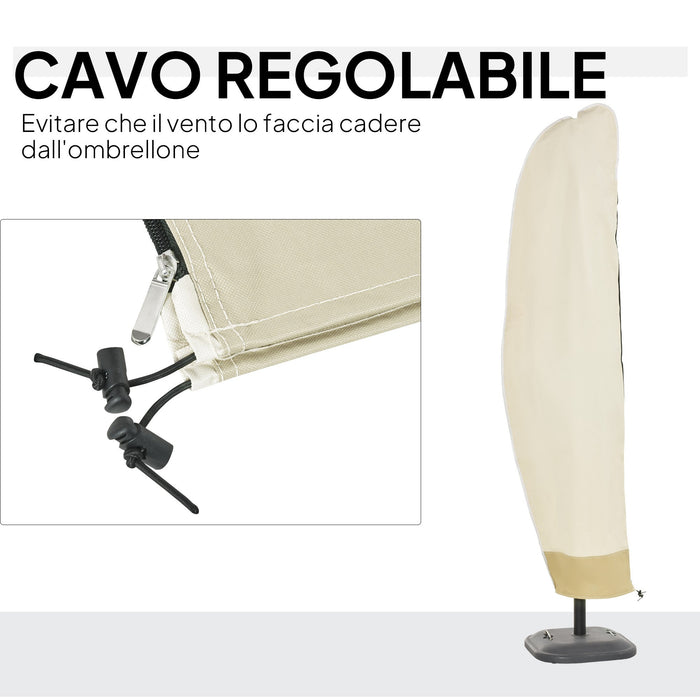 Copertura per Ombrellone 3x3 m Impermeabile Custodia con Cerniera e Laccio Beige