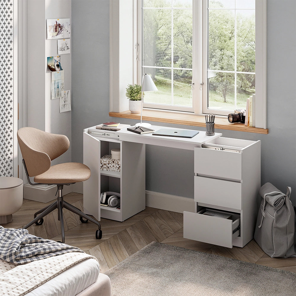 Cassettiera con funzione scrivania Varino Bianco 80 x 75.5 cm estensibile Vicco