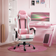 Sedia Gaming Ergonomica Rosa con Poggiapiedi, Altezza Regolabile e Rotelle 360°