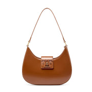 Borsa a tracolla da donna in vera pelle, modello College, colore marrone.