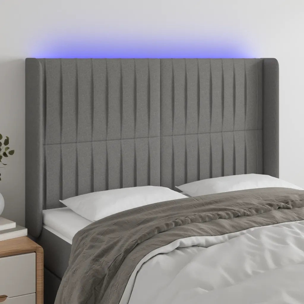 Testiera | Testata a LED GrigioScuro 147x16x118/128cm inTessuto