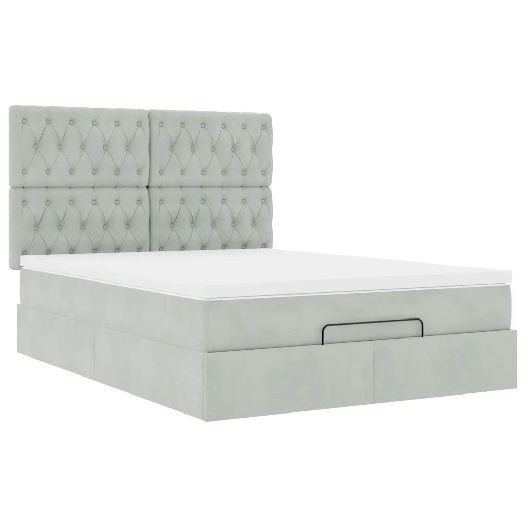 Struttura Letto Pouf con Materassi 140x190 cm Velluto