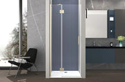 Box doccia 120 cm anta singola ad UN BATTENTE per nicchia H200 cm cristallo anticalcare trasparente 6mm profilo SATINATO
