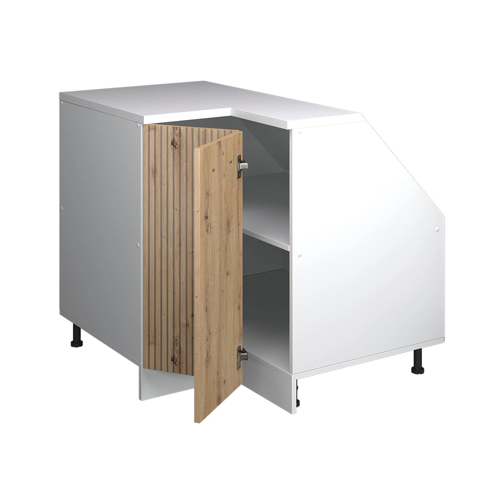 Mobile sottotetto Mobile angolare Rion Rovere artigianale/Bianco 75.6 x 83.8 cm con 1 porta, carcassa dell’armadio profondità 60 cm Vicco