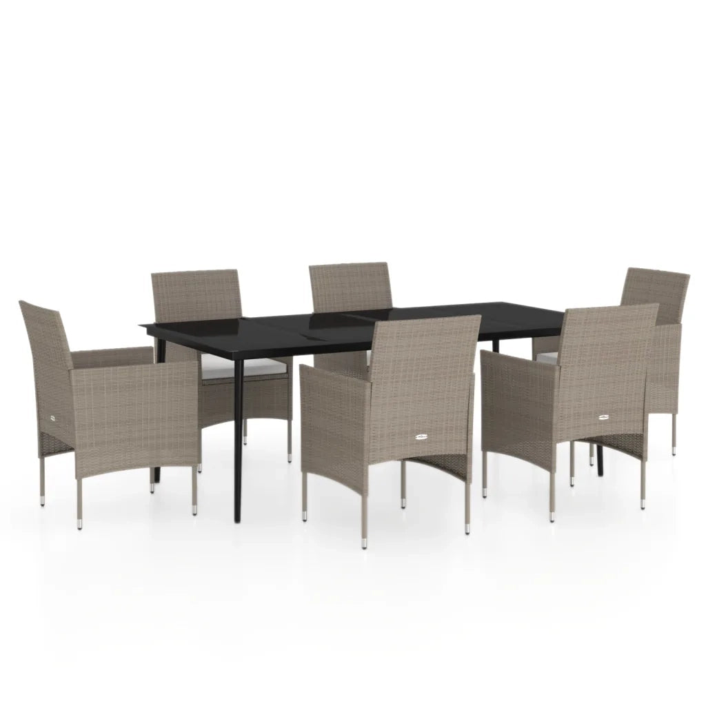 Set da Pranzo da Giardino 7 pz con Cuscini Beige e Nero cod mxl 41901