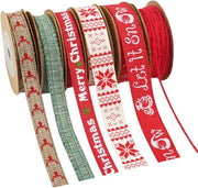 Sette rotoli di lana di juta per decorazioni natalizie - lana di juta rossa per abbellire i regali, decorazioni per alberi di Natale, fiori di Natale e decorazioni per feste natalizie (32M)