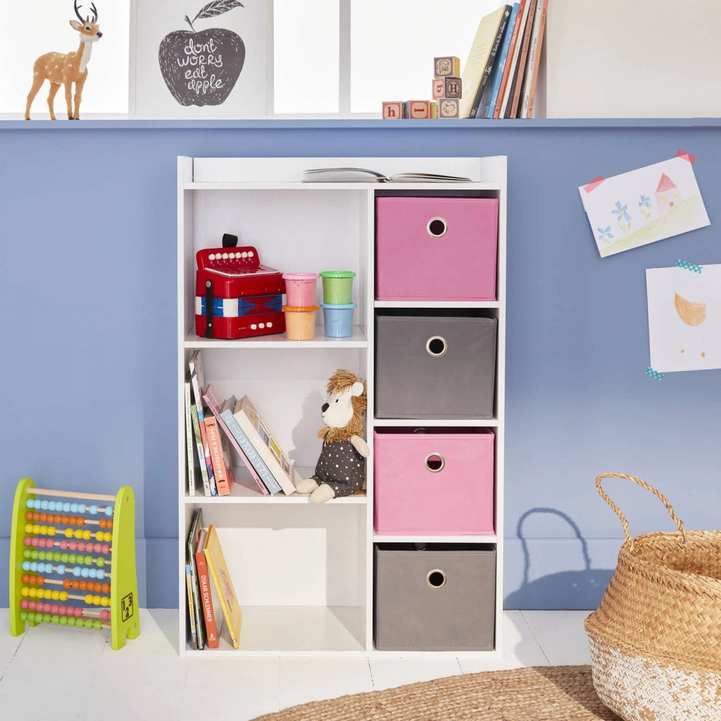 Contenitore per bambini con 4 cestini, rosa