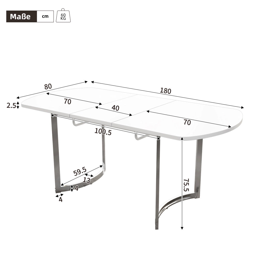 Tavolo da pranzo allungabile 140/180 x 80 cm in MDF bianco