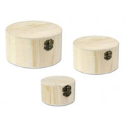 Trade Shop - 3 Scatole Rotonda Matrioska Baule Scatola Legno Portagioie Decoupage Cofanetto -