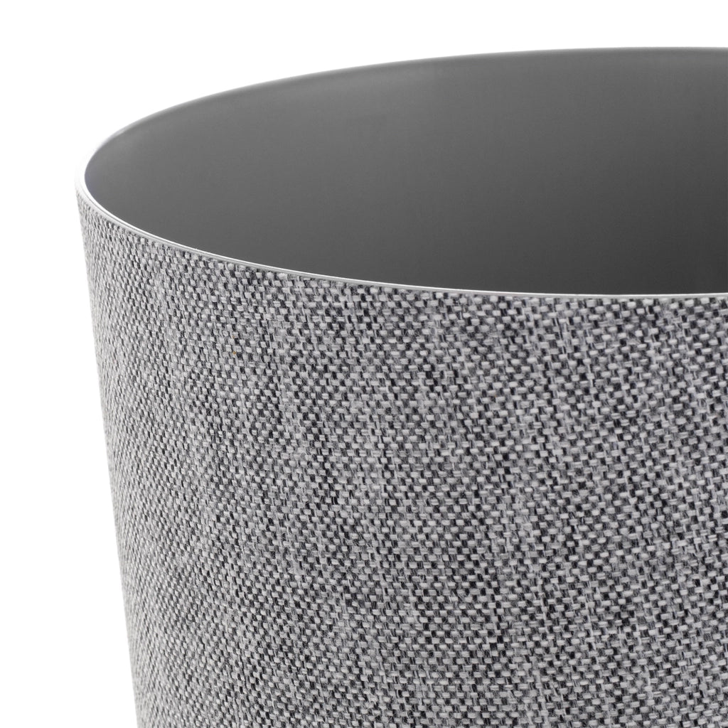 Vaso da fiori KADAX, coprivaso rotondo in tessuto grigio fantasia, 25 cm