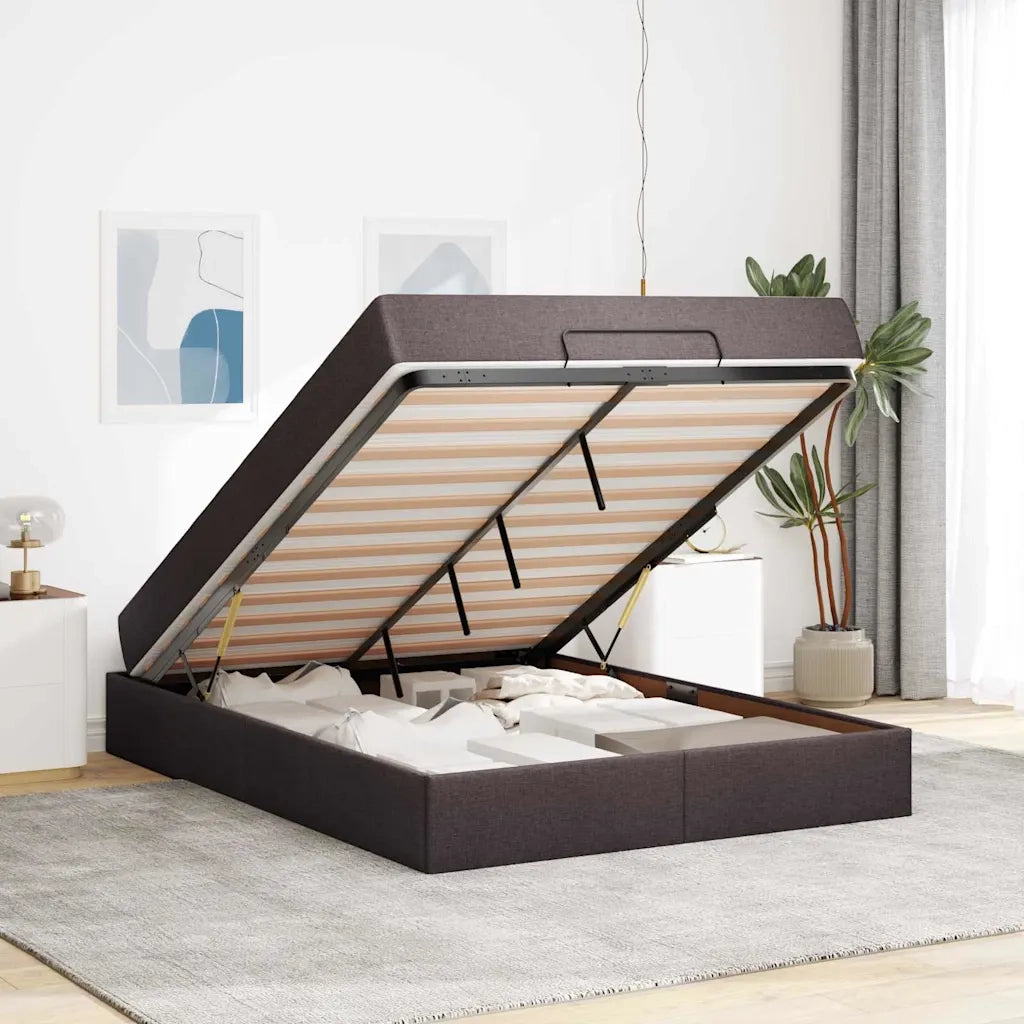 vidaXL Struttura del letto Marrone scuro 140 x 190 cm Tessuto