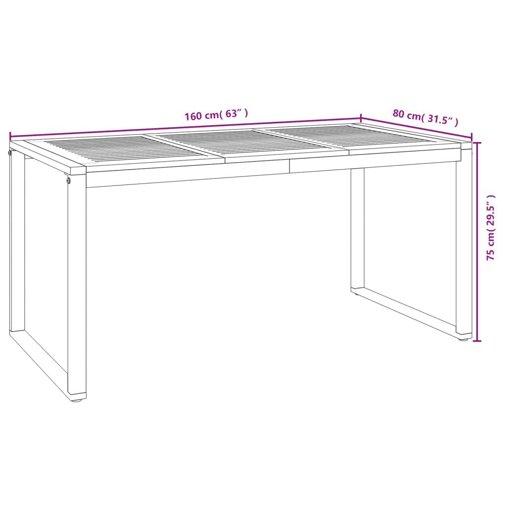Set Pranzo da Giardino 5 pz Legno Massello di Acacia e Metallo