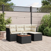 Set Divani da Giardino 5 pz con Cuscini in Polyrattan Nero 3255937
