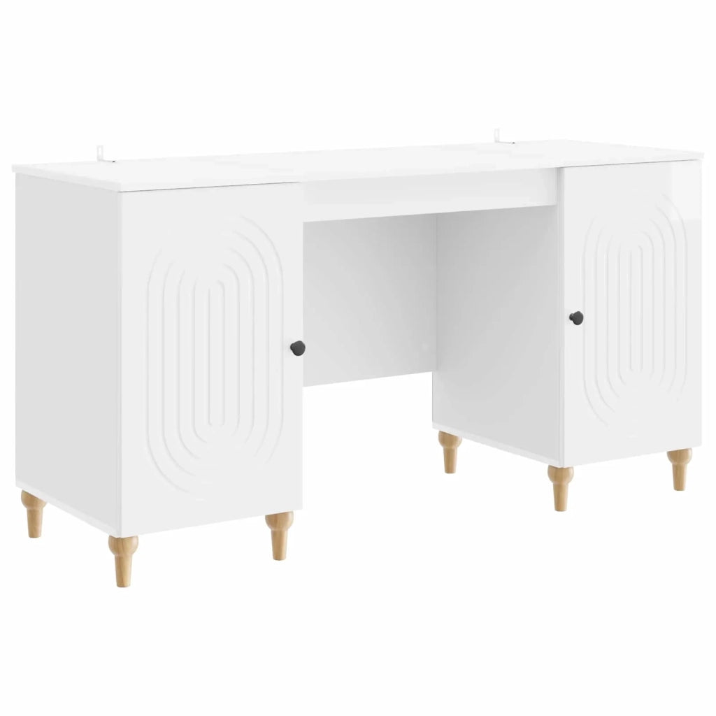 Scrivania Bianco Lucido 142,5 x 50 x 75 cm Legno ingegnerizzato