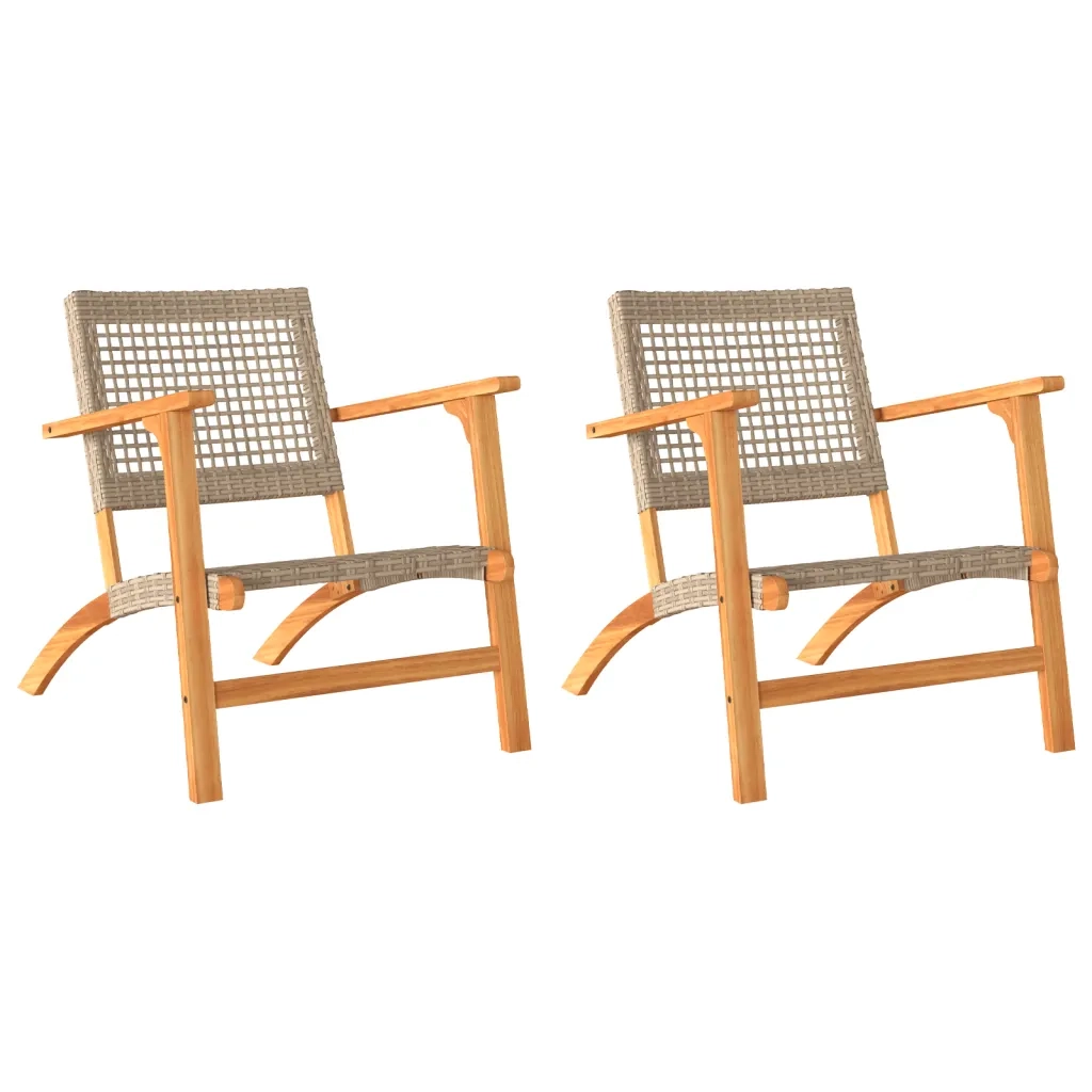 Sedie da Giardino 2pz Beige in Polyrattan e Legno di Acacia 365869
