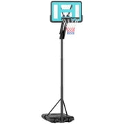 Canestro Basket da Esterno Regolabile da 146-236 cm con Ruote e Base Riempibile, Nero
