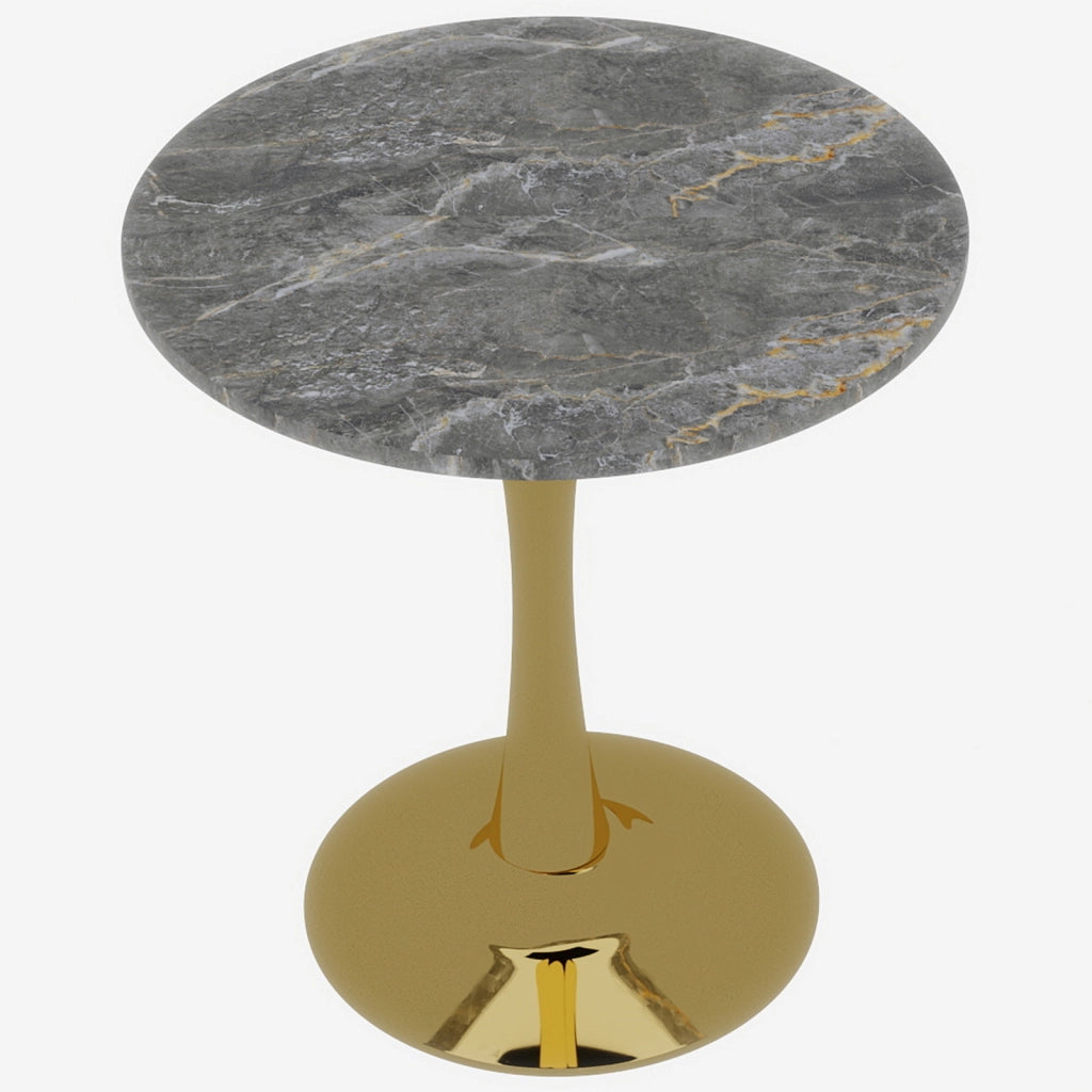 Tavolino da Caff¨¨ Rotondo ¨C MINIMAL ¨C Piano in Marmo Grigio, Design Moderno, 70 cm