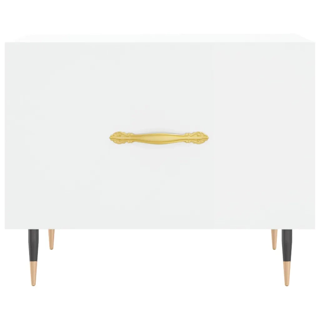 Tavolino da Salotto-Tavolino da soggiorno-Tavolo Bianco Lucido 50x50x40 cm Legno Multistrato 427477