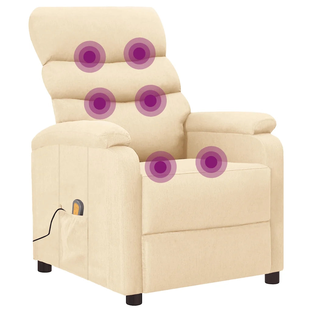 Poltrona Massaggiante Reclinabile Crema in Tessuto cod mxl 41344