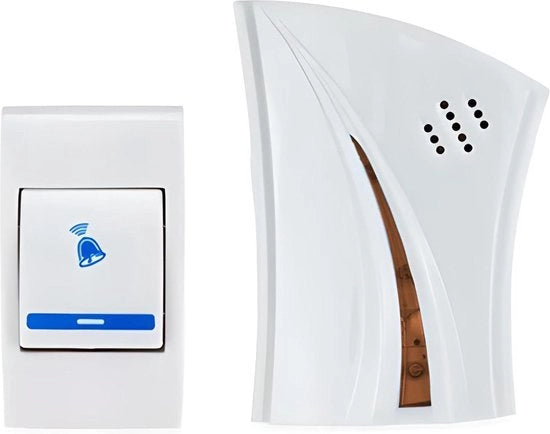 Set di Campanello Esterno a Batterie con Raggio di Azione 100 m 32 Melodie Acustiche Waterproof Bianco