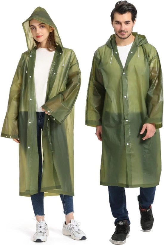 Set di 2 pezzi - Poncho da pioggia con cappuccio - Unisex per donne e uomini - Impermeabile - Poncho da bicicletta lungo modello - Kit di protezione da pioggia - Adulto - Poncho da pioggia giacca - Verde 

Modello: 
Specifica tecnica: 
Codice prodotto: