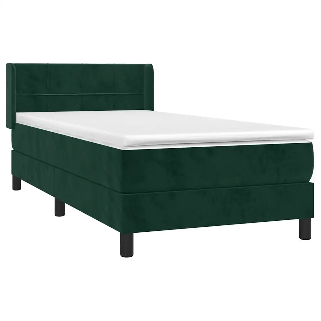 Giroletto a Molle con Materasso-Struttura Letto Verde Scuro 100x200 cm Velluto 225165