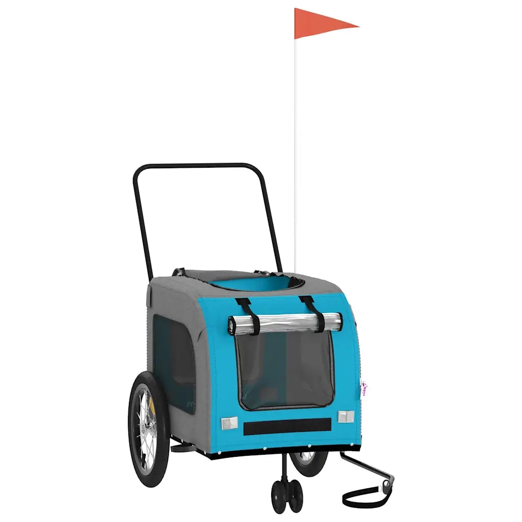 Rimorchio da Bici per Animali Blu e Grigio Oxford e Ferro CFW3723290