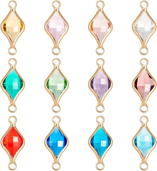 Connettori per gioielli, connettori per catena, connettori per pendenti, connettori per perle, kit per creare catene, kit per creare bracciali, materiale per gioielli in vetro.