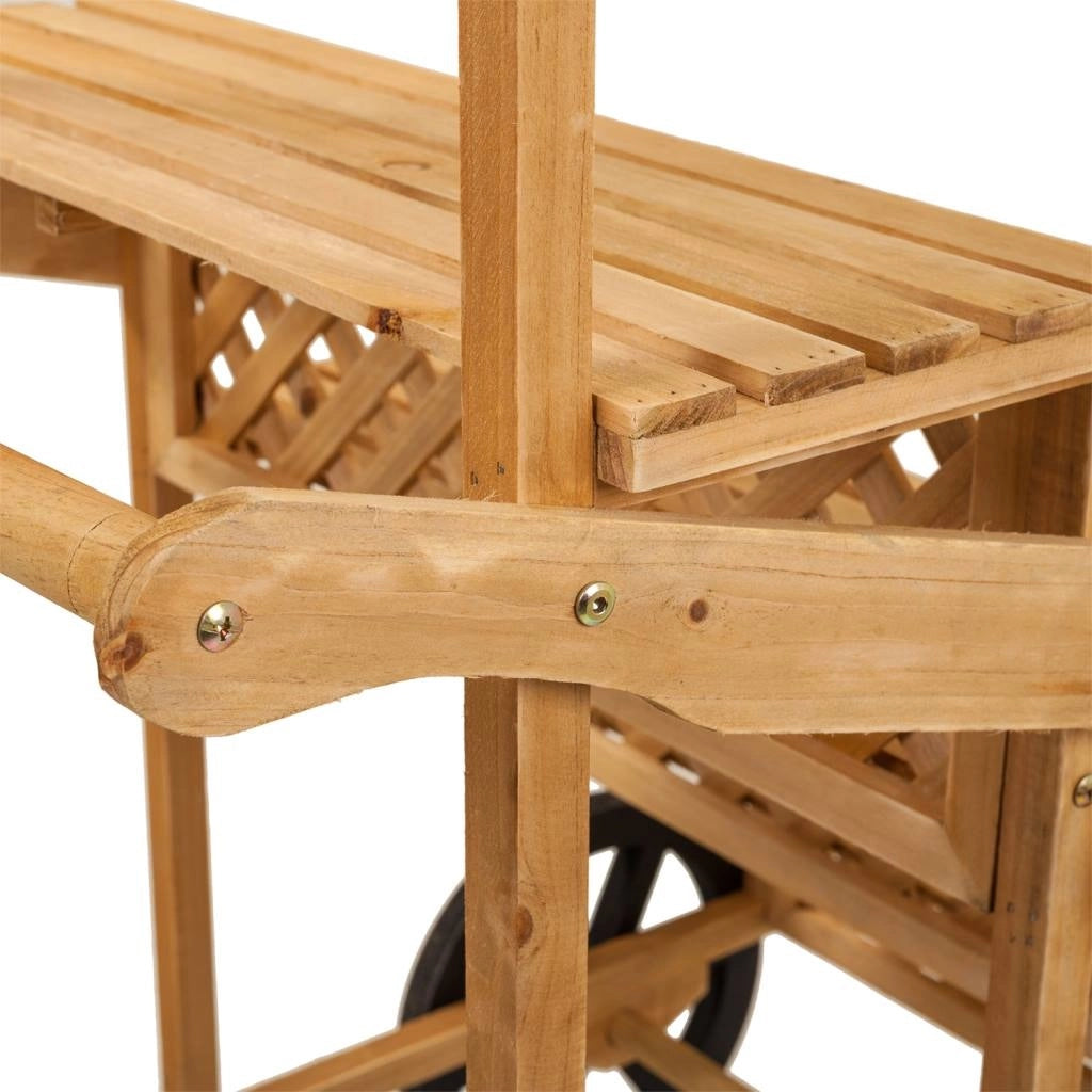 Carrello espositivo in legno marrone con lavagna 70x71x116h