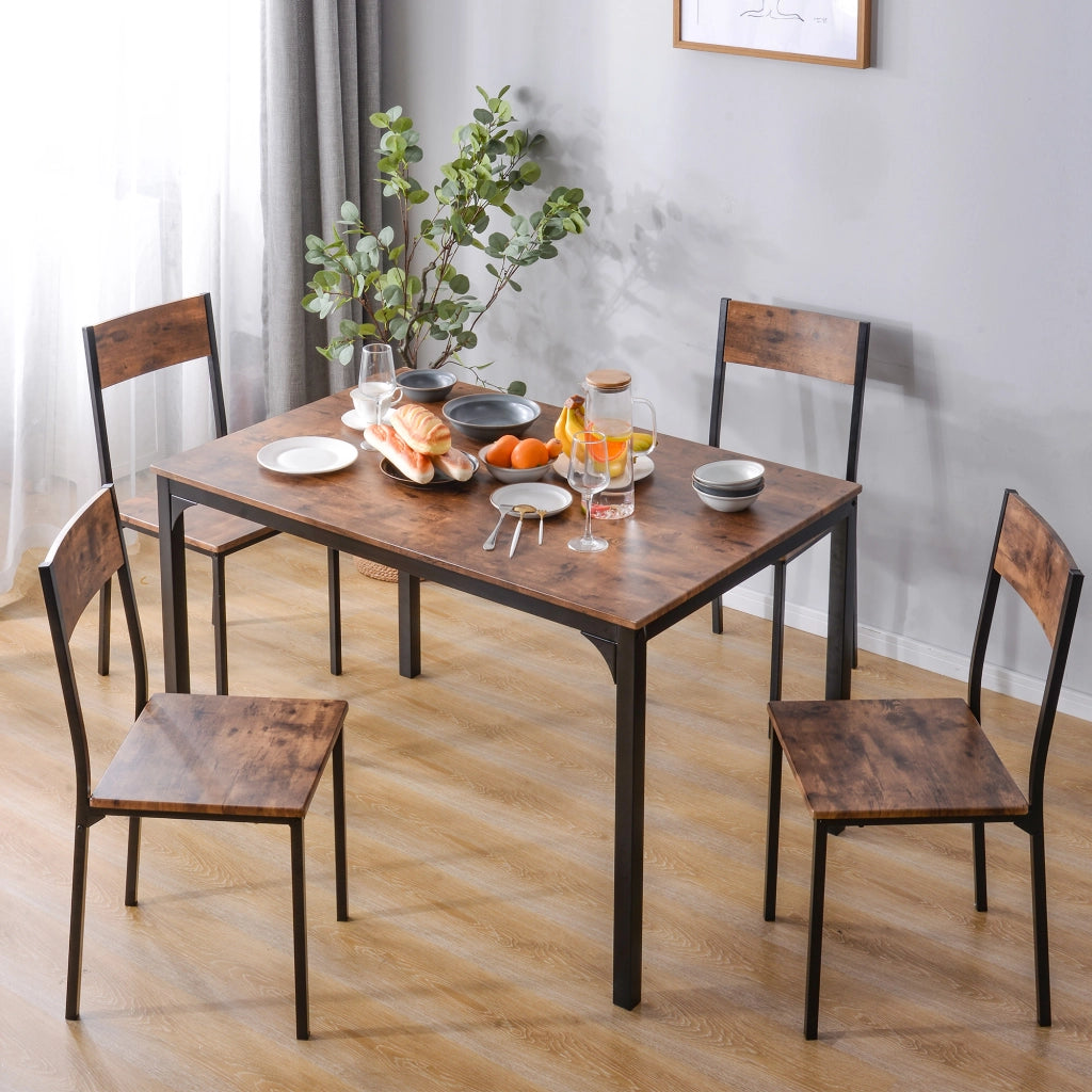 Set Tavolo da Pranzo con 4 Sedie ¨C Xylo ¨C Legno Vintage Marrone