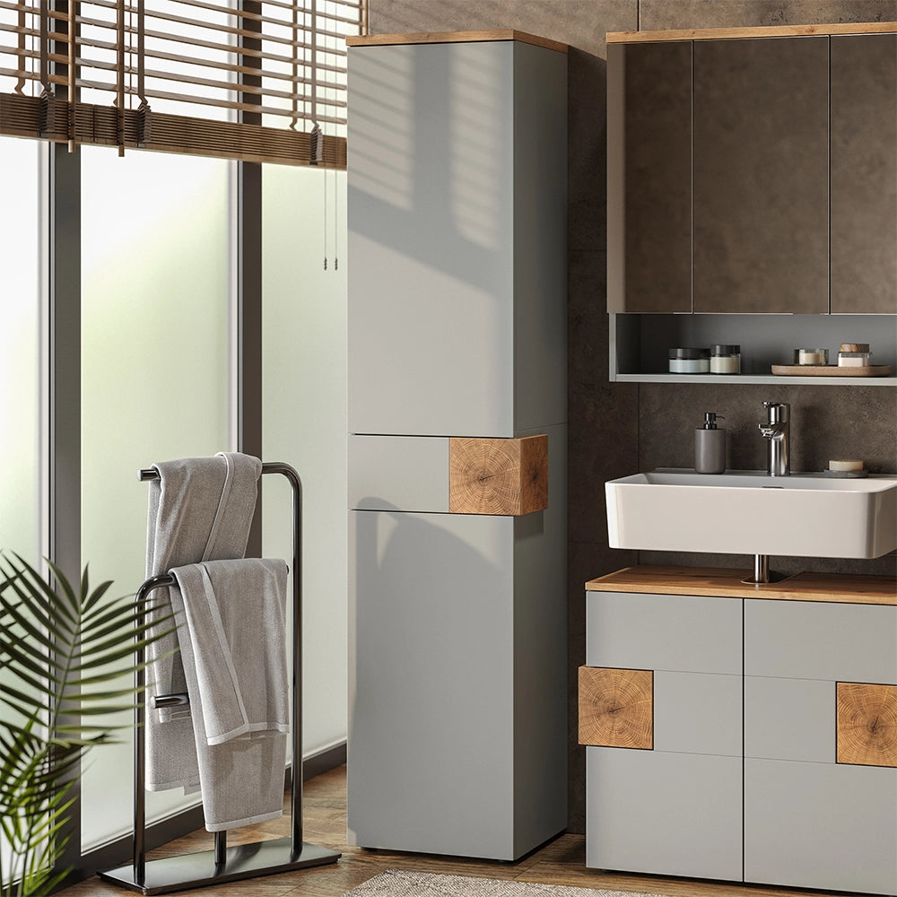 Vicco Armadio per il bagno Grigio/Artisan 40 x 184.2 cm con 2 ante e 1 cassetto