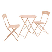 Set tavolo da giardino bistrot pieghevole rotondo in acciaio, 2 sedie,