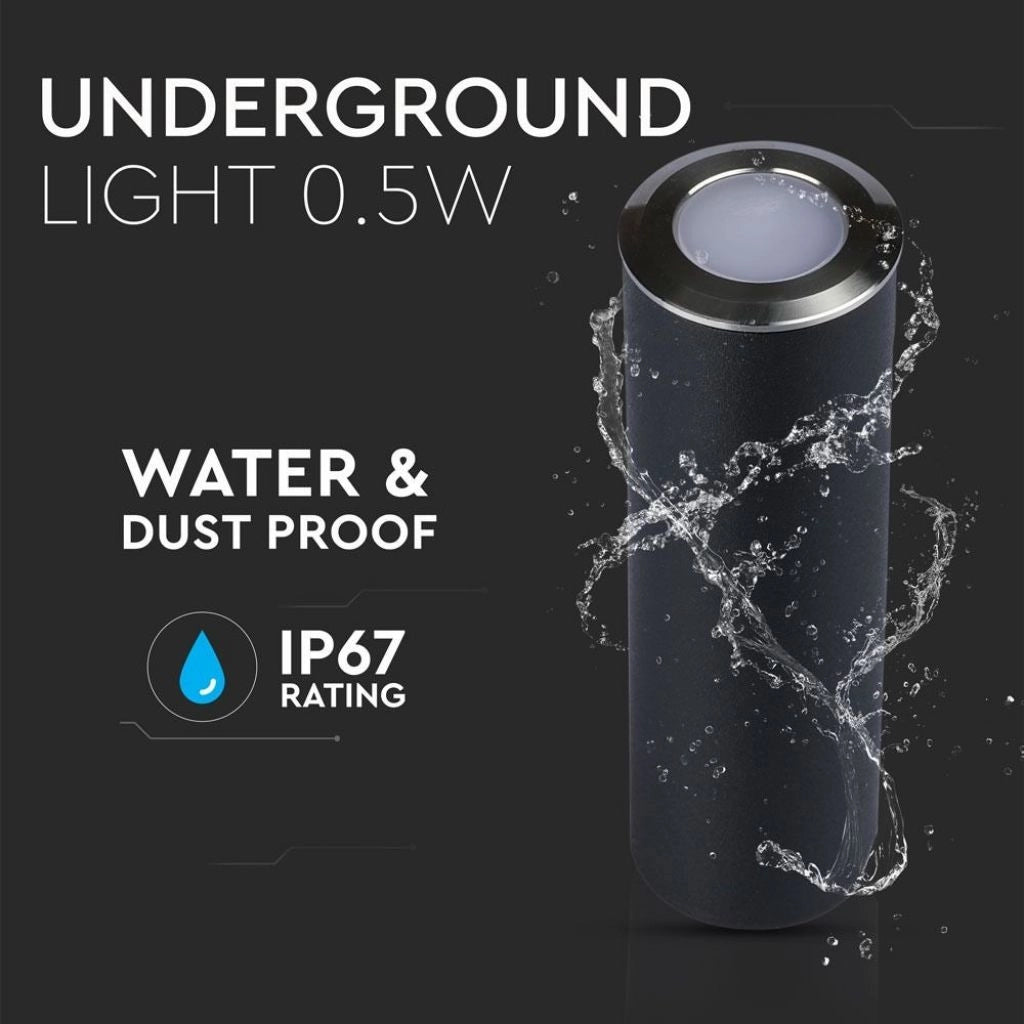 Faretto LED Segnapasso a Cilindro da Interramento 0,5W Colore Argento 12V 3000K IP67 Driver non Incluso