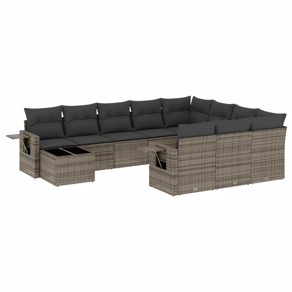 Set Divani da Giardino 11 pz con Cuscini in Polyrattan Grigiocod mxl 90268