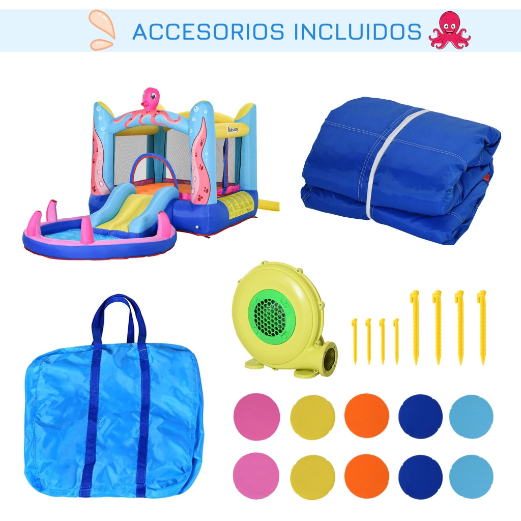 Letto Gonfiabile per Bambini con Scivolo e Piscina ¨C Zephmum ¨C 360x175x180 cm Multicolor