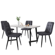 Sedia da pranzo set di 4 con seduta imbottita e schienale ergonomico per cucina in lino grigio